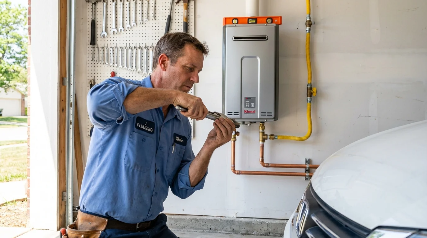 Tankless water heater installation by a Johns Plumbing LLC plumber in Elwood